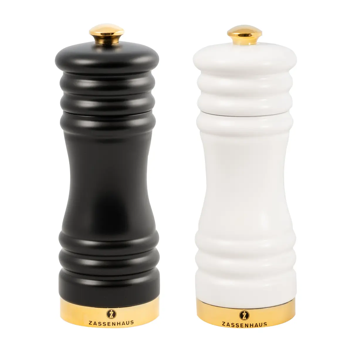 München salt- og pepperkvern matt 15 cm 2 deler, Sort-hvit-gull