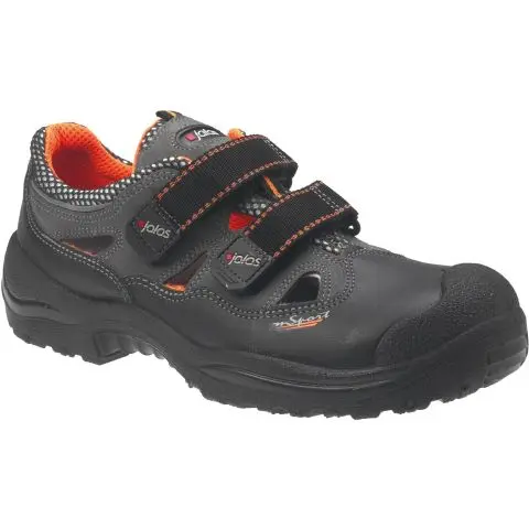 Jalas 3408A Monza Sport Vernesandal S1P, aluminiumhette, svart/rød Str. 37
