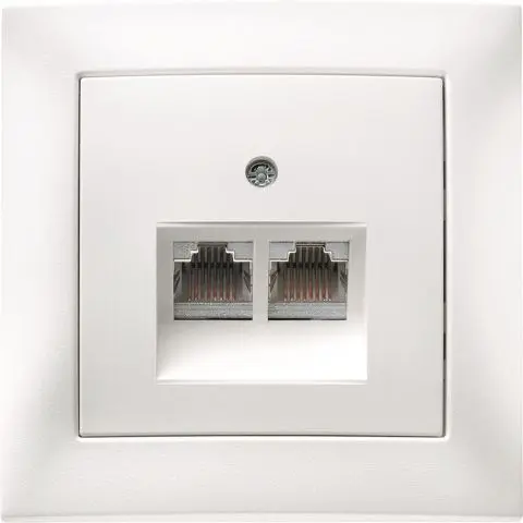 Hager 6345551909 Datauttak 2 x RJ45, komplett Hvit