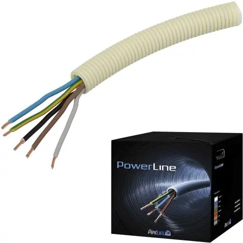 Pipelife FK PowerLine Kabel forhåndslagt, PVC- og halogenfri 5G 2,5 mm², 20 mm x 50 m