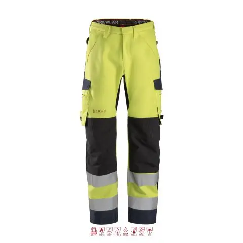 Snickers Workwear 6563 ProtecWork Skallbukse varsel, gul/marineblå 104
