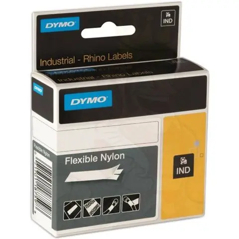 DYMO Rhino Teip fleksibel nylon, 19 mm Svart på gult