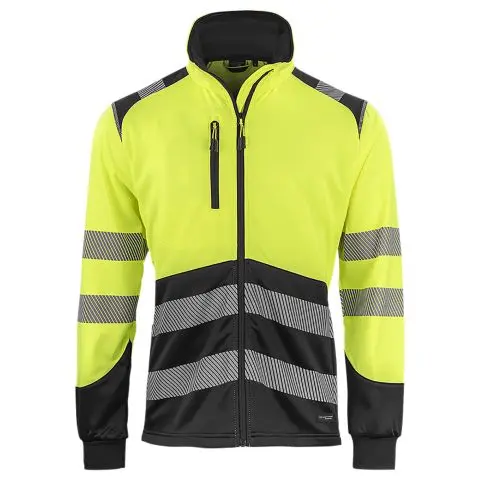 Texstar FJ86 Fleecejakke svart/gul, varsel, klasse 2 5XL
