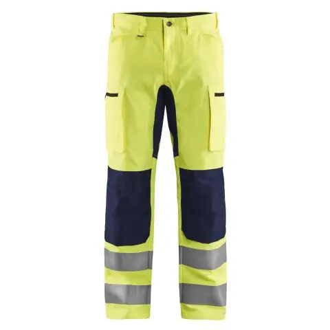 Blåkläder 158518113389D112 Arbeidsbukse varsling, gul/marineblå Gul/marineblå