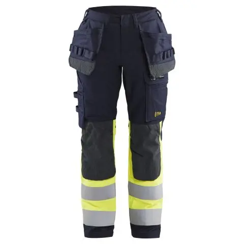 Blåkläder 718515128933D24 Arbeidsbukse varsel, marineblå/gul D24
