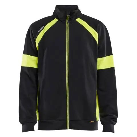 Blåkläder 356711589933XXL Genser svart/gul, hel glidelås XXL