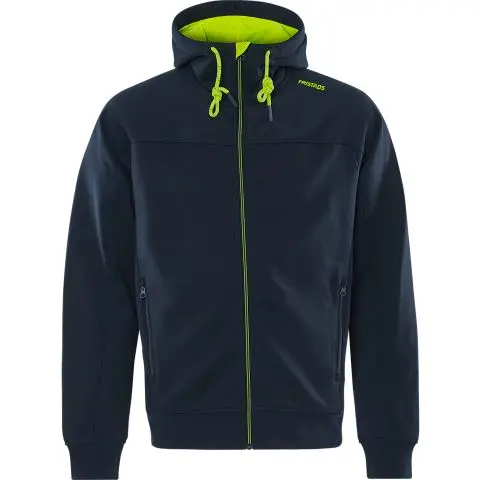 Fristads 7550 GSM Hettegenser marineblå/gul, hel glidelås Marineblå/gul