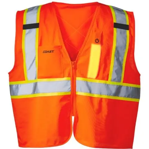 Coast SV350XL Sikkerhetsvest med LED-belysning, oransje med høy synlighet XL