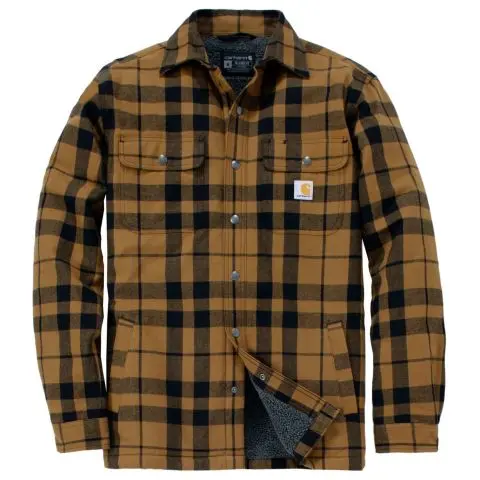Carhartt 107017BRN-S Flanellskjorte Sherpafôr for komfort og varme Brun