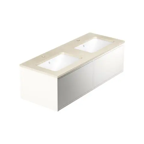 Gustavsberg Ducentic GB71DCVU12DHCC2100 Kommode 120 cm, hvit/beige stein, 2 kummer Hvit/beige stein