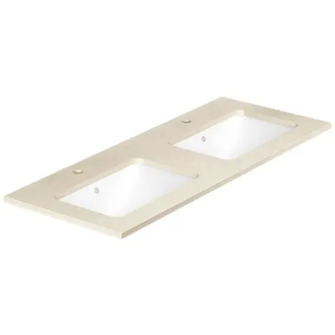 Gustavsberg Ducentic GB71DCWT12CC21 Benkplate 120 cm, beige, 2 kummer, 2 blandebatterihull