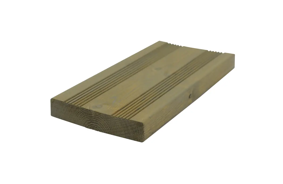 Terrassebord A Rillet 28x145x6000 Furu Royalimpregnert Fjellgrå - Alvdal Royal