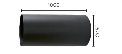 Røykrør Ø150 L1000 Rett Bp