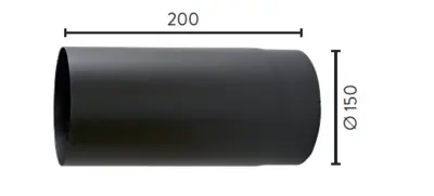 Røykrør Ø150 Sort Matt Emalje,1,1mm L200