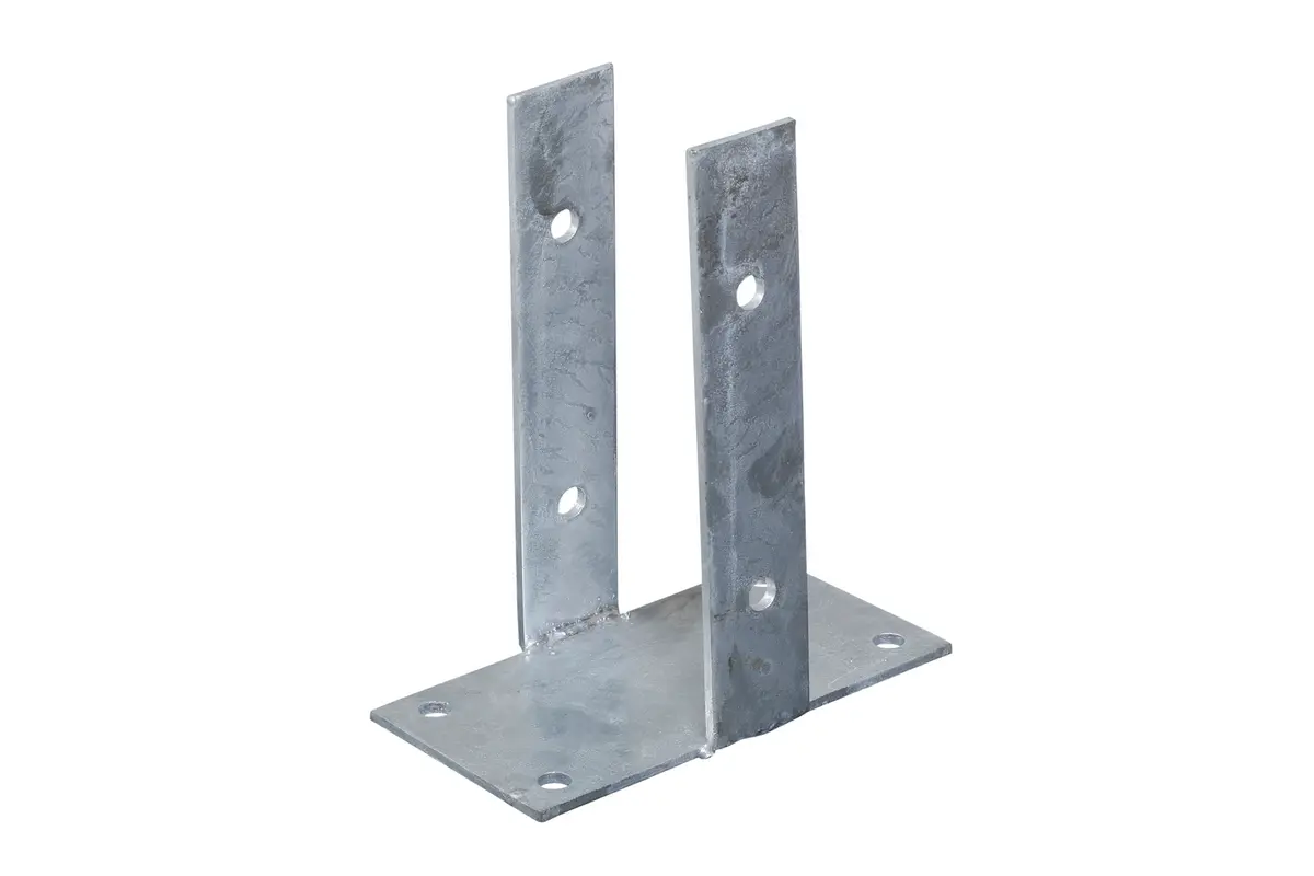 Stolpefot M/plate 90mm Galv. Stål
