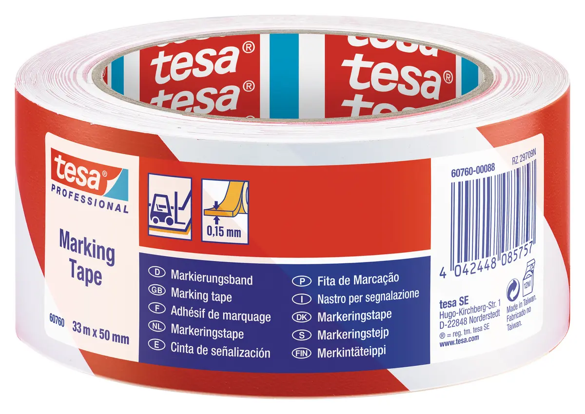 Varseltape 33m X 50mm Rød/hvit
