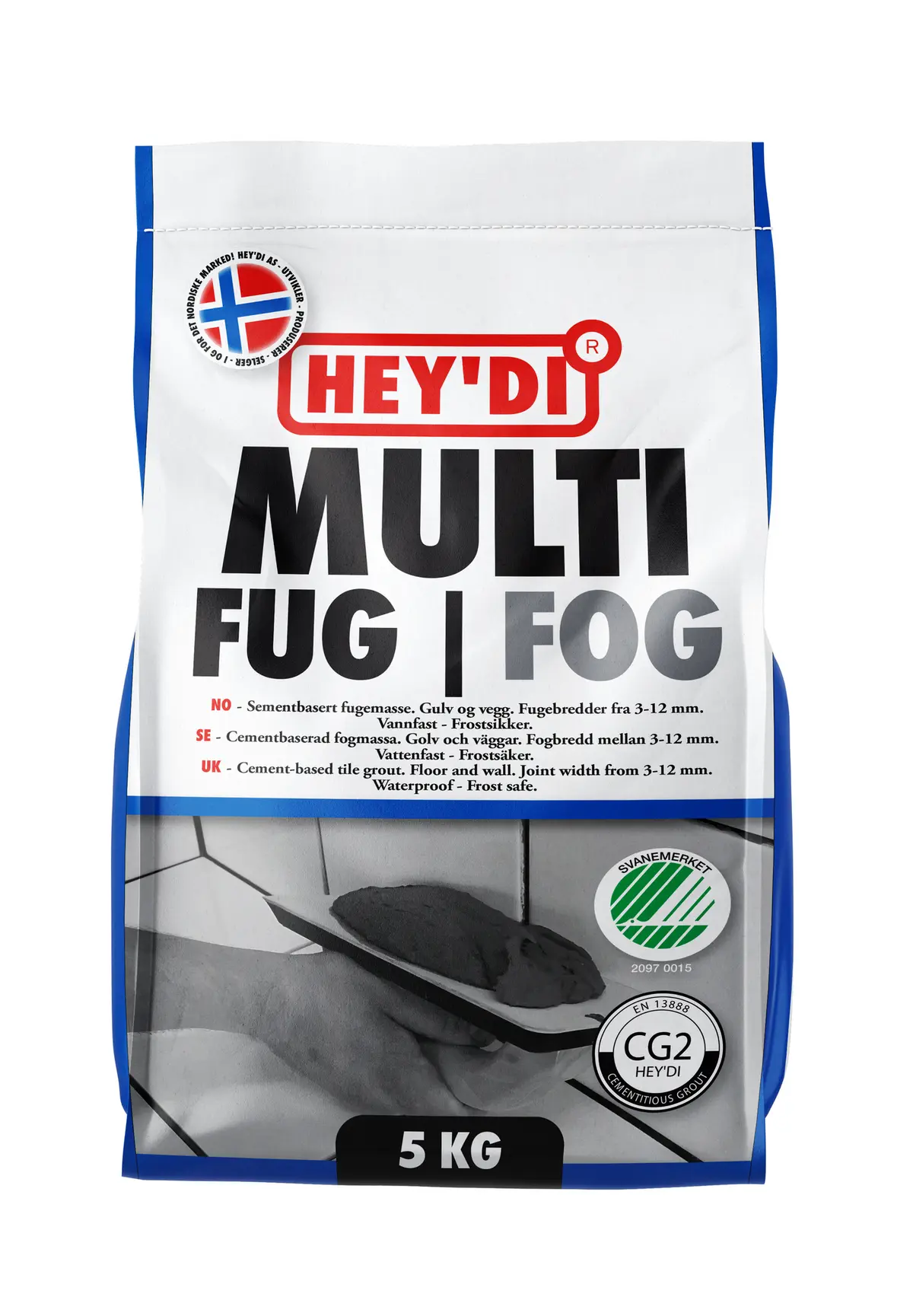 Heydi Multifug Antrasitt 5kg Fugem