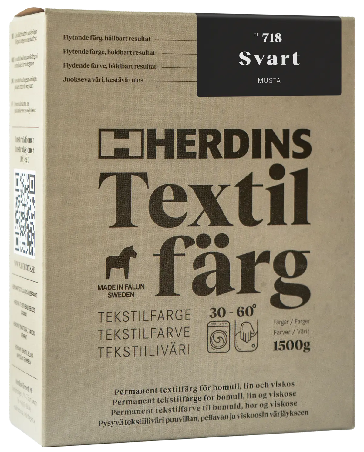 Tekstilfarge Nr 718 Svart Herdins