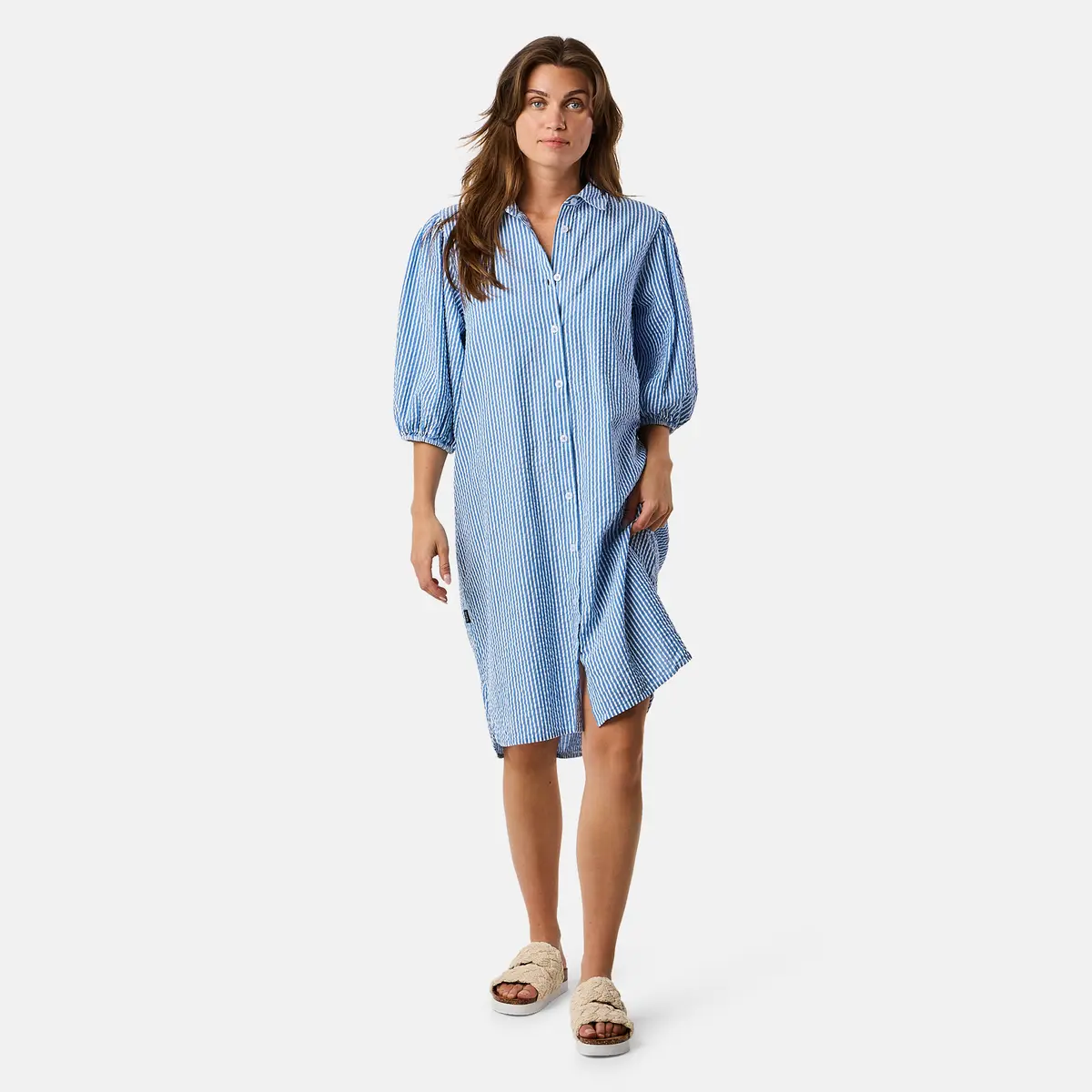 Marina Seersucker Oversized Shirt W