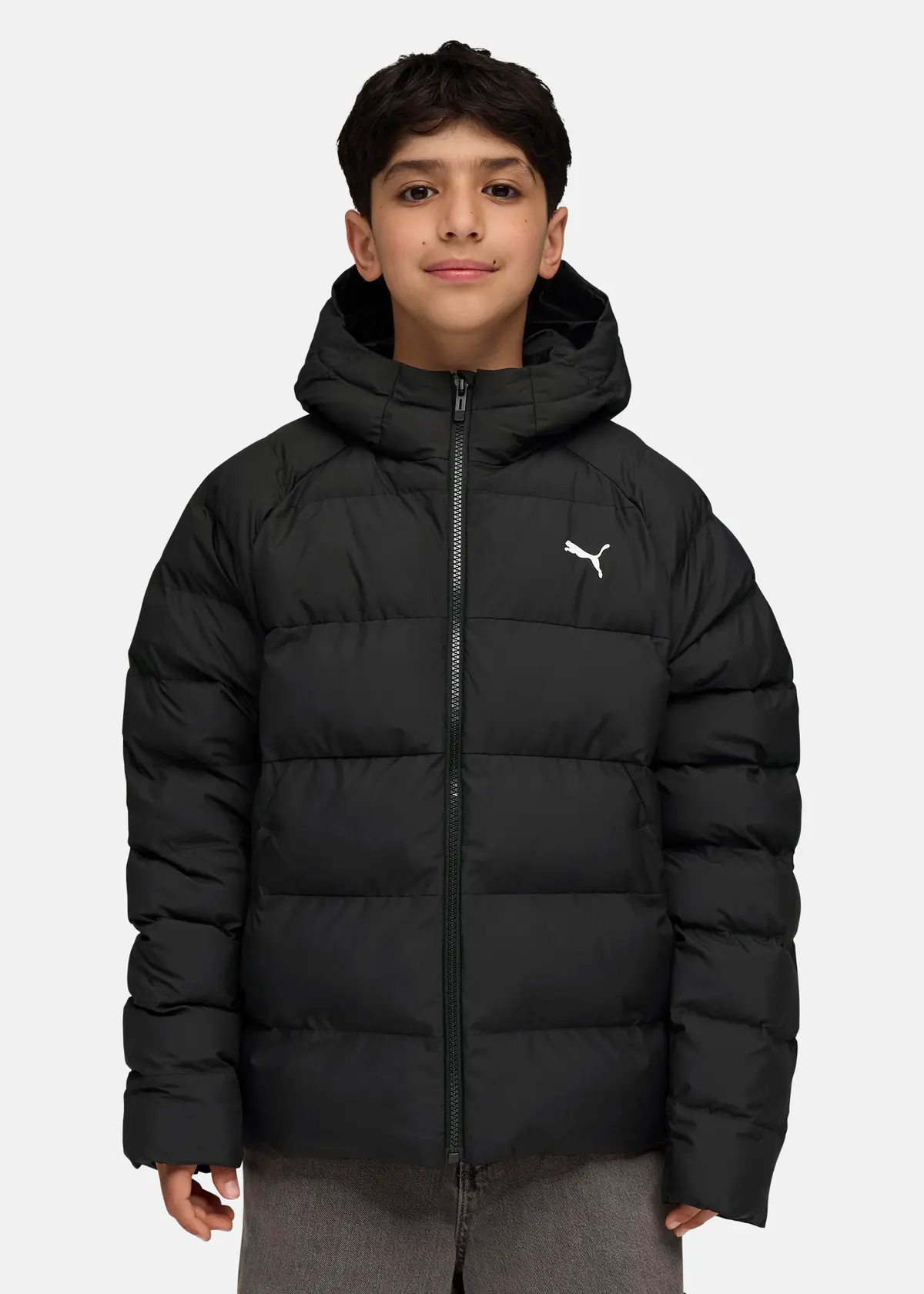Synthetic Hooded Puffer Jacket