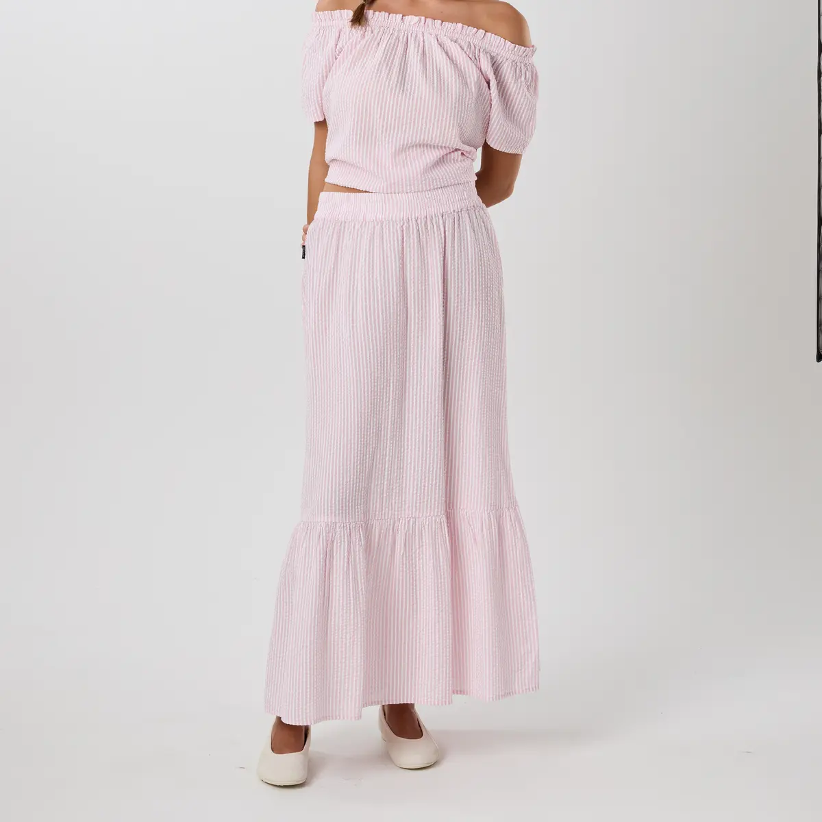 Marina Seersucker Long Skirt W