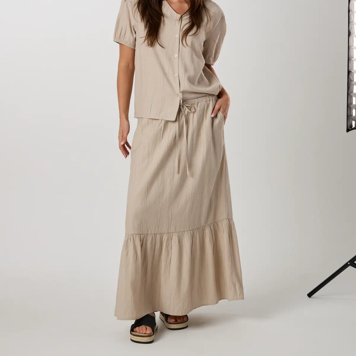 Savannah Crinkle Long Skirt W