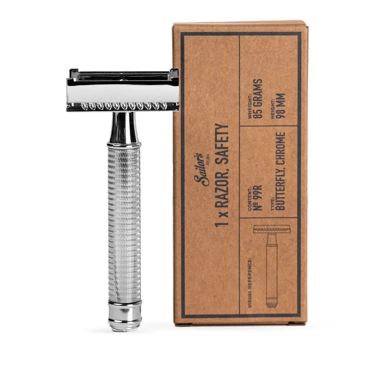 Sailor's Tradisjonell barberhøvel Butterfly – Krom Finish 99R