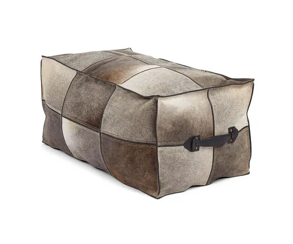 Puff m/håndtak | Kalveskinn | 45x82x38 cm