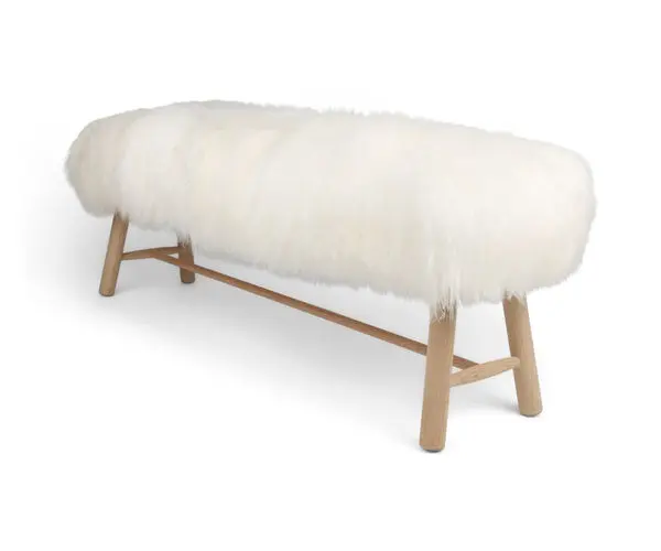 Benk med Islandsk Saueskinn | 140x35x45 cm