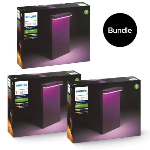 Philips Hue - 3x Nyro Utendørs Sokkel Lampe - White & Color Ambiance