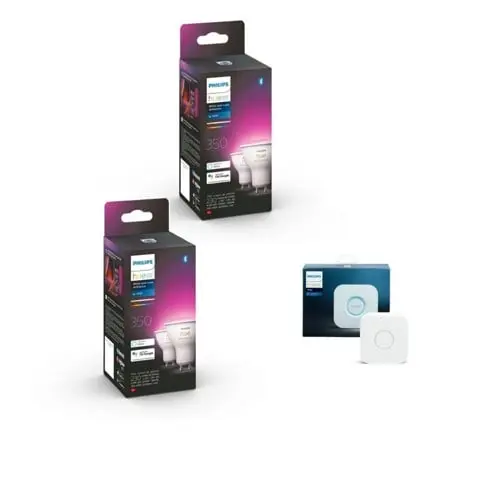 Philips Hue - 2x GU10 2-Pack White & Color Ambiance & Hue Bridge