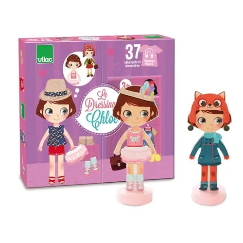 Vilac - Chloé's dressing - Little wooden magnetic doll to (2800)