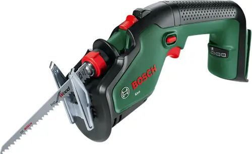 Bosch DIY Home and Garden Bosch sladdlös trädgårdssåg/sticksåg/återgående såg/reciprosåg (utan batteri, 18 voltsystem, skärkapacitet 80 mm, med schweizisk precisionssågblad för trä, i kartong)