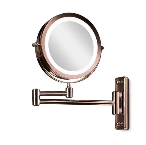 Gillian Jones- Double sided wall mirror w. LED - x1/x10 magnification - kobber