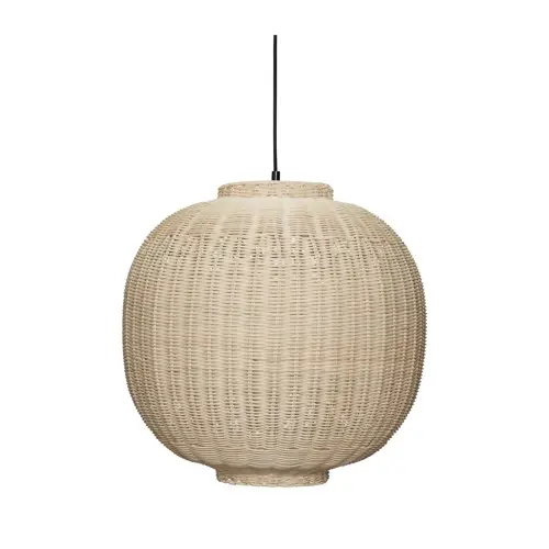 Hübsch - Chand Rattan Pendellampe Rund - Ø45 cm - Natur