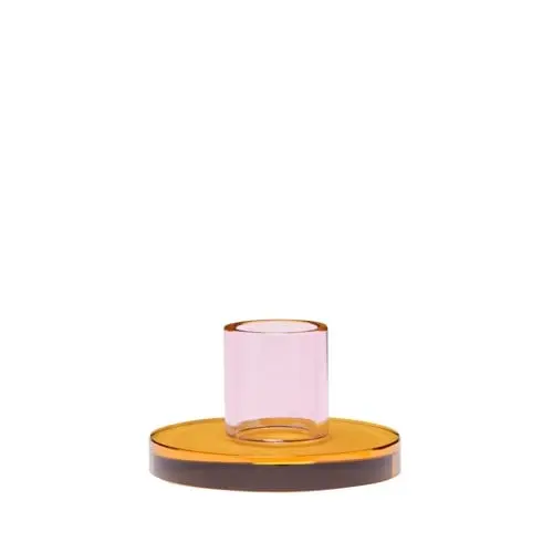 Hübsch – Astra Lysestake Liten – Ø7 cm – Rosa & Oransje