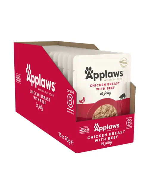 Applaws - 16 x Wet Cat Food 70 g Jelly pouch - Chicken & beef