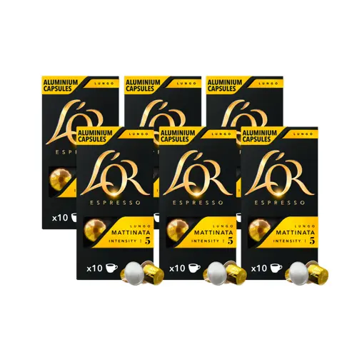 L'OR Capsules - Lungo Mattinata - 6 Bags - Bundle