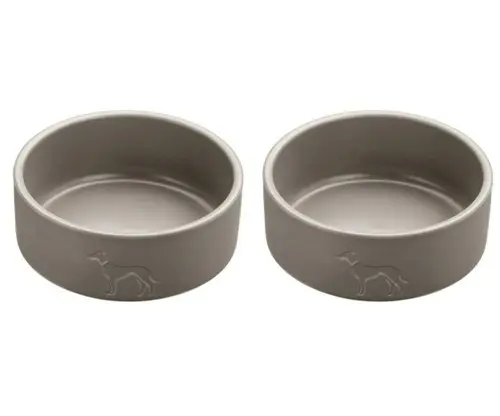 Hunter - 2 x Dog bowl ceramic Osby 550 ml, taupe