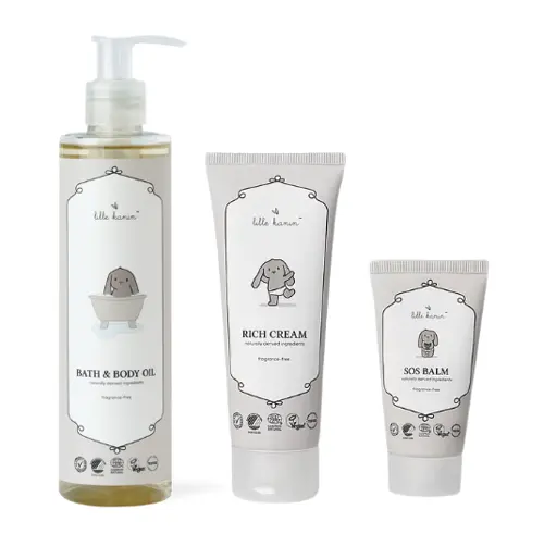 Lille Kanin - Bath And Baby Oil 100 ml + Lille Kanin - Rich Creme 50 ml + Lille Kanin - SOS Balm 30 ml