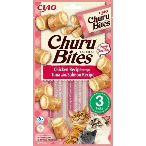 CHURU - 12 x Bites Chicken/Tuna Wrap With Salomon 3pcs