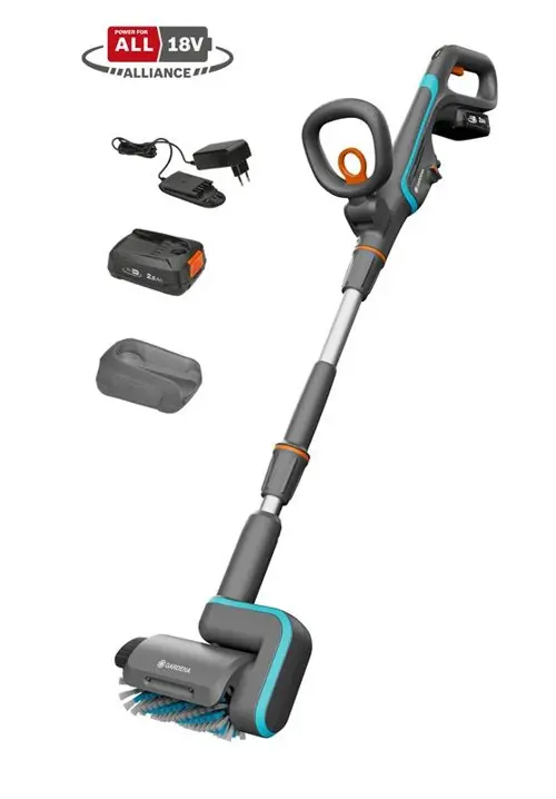 Gardena AquaBrush Patio – Batteridrevet terrassebørste 18V sett inkl. lader og batteri