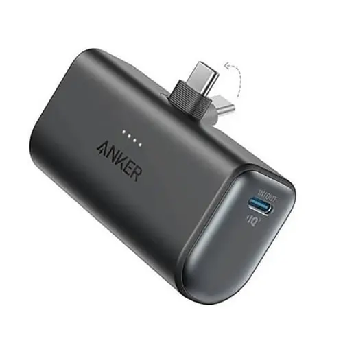 Anker - Nano Powerbank (22.5W, Innebygd USB-C Kontakt) - Svart