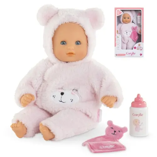 Dukke med teddybjørndrakt, Bébé Calin 30 cm