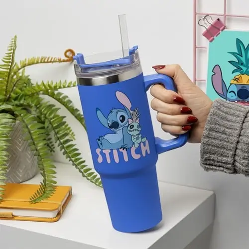 Stitch Blue 900ml Multiway Travel Cup and Straw