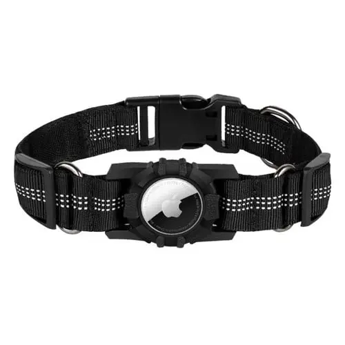 Lippa - Collar For Dogs - Black - M 36x42 cm -Airtag holder