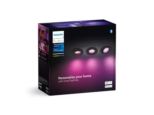 Philips Hue Centura Innfelte Spotter 3x4.2W – Rund, Svart, Farge og Hvit