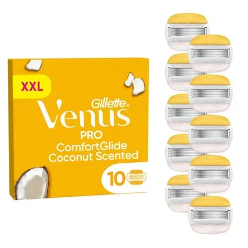 Venus - Pro ComfortGlide Coconut & Olay barberblader - Gul/Hvit - 10 stk