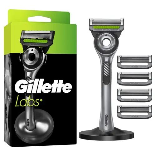 Gillette - Labs barberhøvel med eksfolierende stripe for menn - Grønn/Sort
