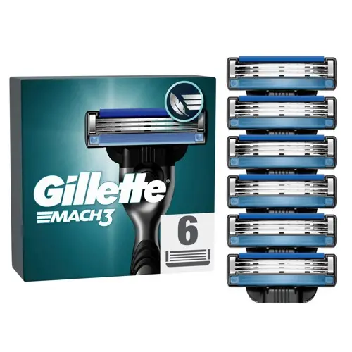 Gillette - Mach3 barberblader for menn - Blå/Sort - 6 stk